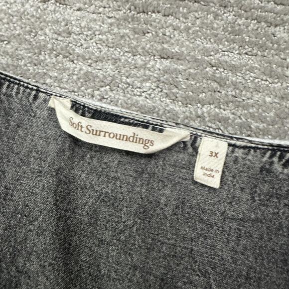 Soft Surroundings Jacket Womens 3X Gray Embroidered Boho Cotton Soutache Kimono - Picture 9 of 13